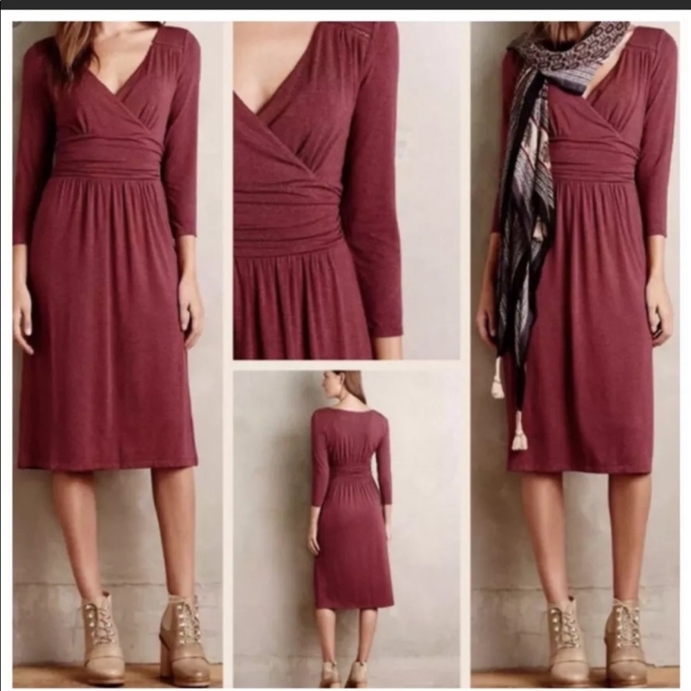 Anthropologie Maeve Wrap dress berry Small - Picture 2 of 12